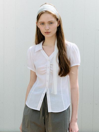 ROLAROLA SLIM COLLAR BLOUSE [WHITE]