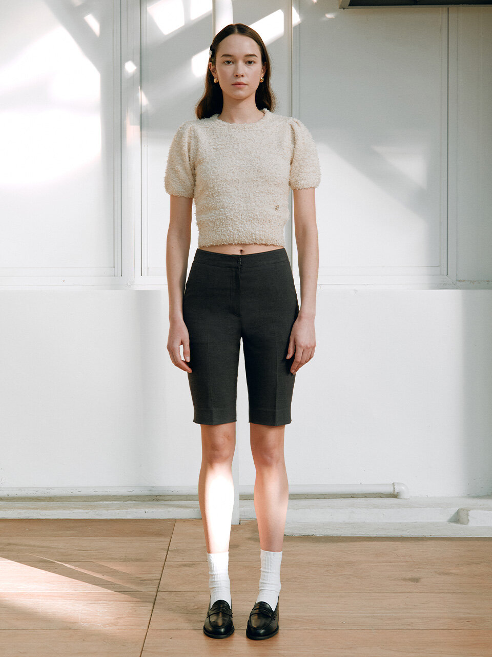 ROLAROLA Slim Half Slacks_Charcoal