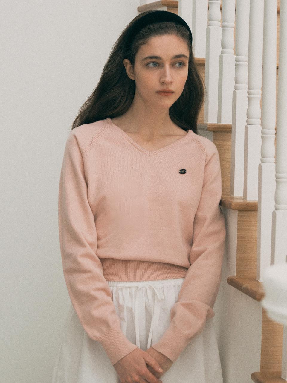 ROLAROLA Soft V-neck Sweater - Pink