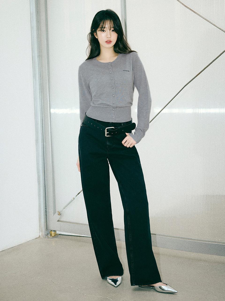 ROLAROLA Wide Cotton Blend Denim Pants [Black]