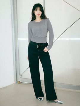 ROLAROLA Wide Cotton Blend Denim Pants [Black]
