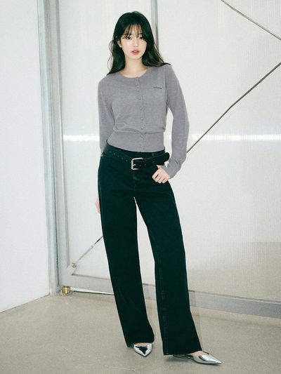 ROLAROLA Wide Cotton Blend Denim Pants [Black]