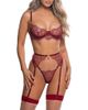 Roma Confidential Roma Confidential Beaded Belle Underwire Demi Bra, Garter Belt & G-String Set - 1