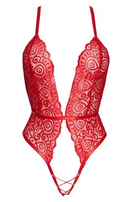 Roma Confidential Roma Confidential Plunge Lace Open Gusset Teddy