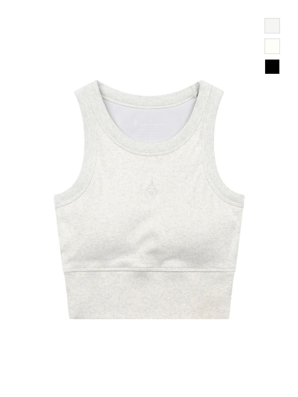 ROND&DEMARRER Sports Functional Ribbed Crop Top [Light Brown Melange]
