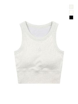 ROND&DEMARRER Sports Functional Ribbed Crop Top [Light Brown Melange]