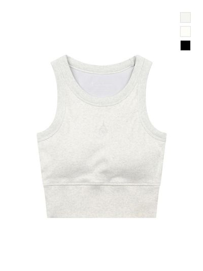 ROND&DEMARRER Sports Functional Ribbed Crop Top [Light Brown Melange]