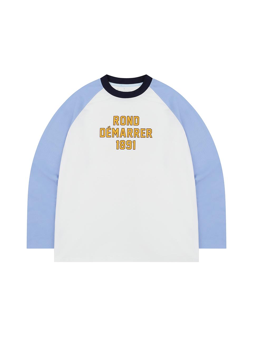 ROND&DEMARRER Vintage Artwork Raglan Long Sleeve Top [Ivory & Sky Blue]