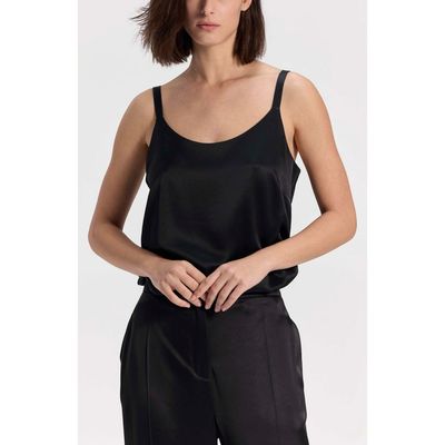 Ronen Chen Ronen Chen Satin Tank Top with Round Neck and Adjustable Straps