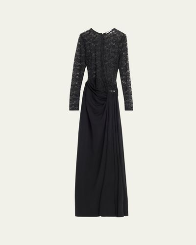 Ronny Kobo Amalyia Draped Mixed Media Column Gown