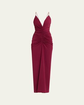 Ronny Kobo Anya Ruched Tissue Jersey Column Gown