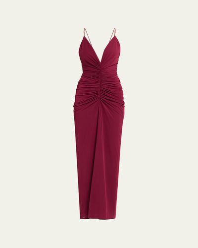 Ronny Kobo Anya Ruched Tissue Jersey Column Gown