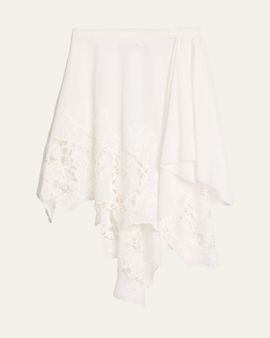 Ronny Kobo Ashley Embroidered Asymmetric Cotton Skirt