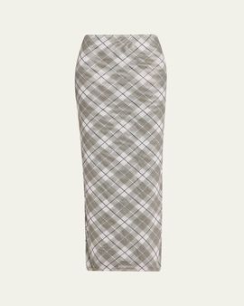 Ronny Kobo Azana Plaid-Print Mesh Maxi Skirt