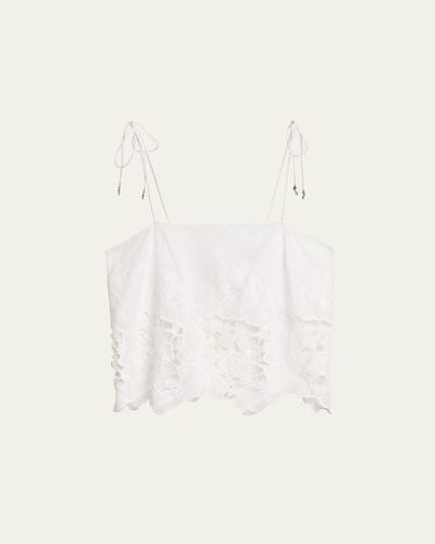 Ronny Kobo Blaire Floral-Embroidered Cotton Top