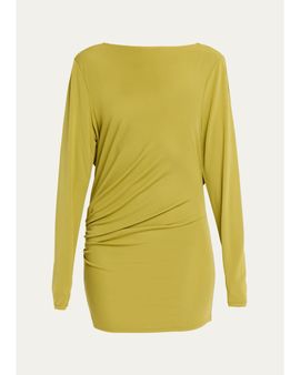Ronny Kobo Nia Draped Bateau-Neck Jersey Mini Dress