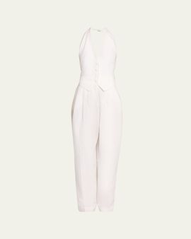Ronny Kobo Rex Backless Plunging Vest Jumpsuit