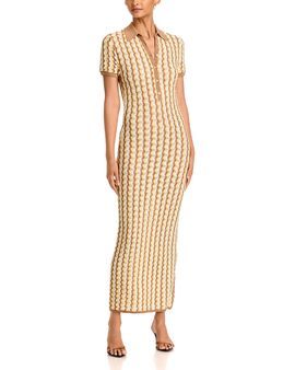 ronny kobo striped knit dress Ronny Kobo Vuolo Knit Dress Tan Knit Chevron Stripe Maxi Dress by Ronny Kobo