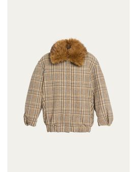 Ronny Kobo Savannah Tweed Faux Fur Collar Jacket