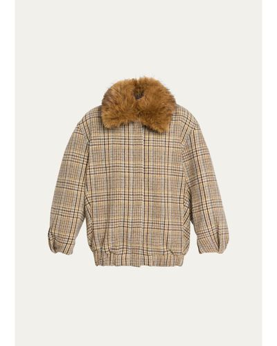 Ronny Kobo Savannah Tweed Faux Fur Collar Jacket