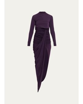 Ronny Kobo Sera Draped Side-Slit Jersey Maxi Dress