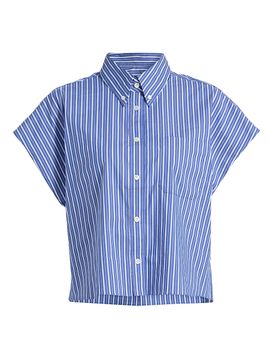 Ronny Kobo Women's Carmena Striped Cotton-Blend Button-Down Top