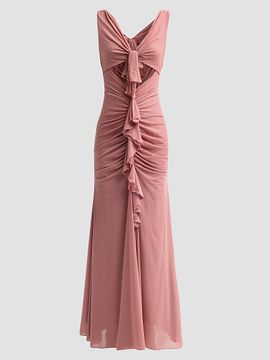 Ronny Kobo Women's Carnelian Ruffle Cut Out Maxi Dress