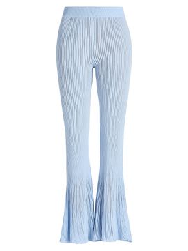 Ronny Kobo Women's Dallas Rib-Knit High-Rise Flared Pants