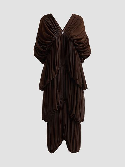 Ronny Kobo Women's Damier Tiered Draped Maxi Dress