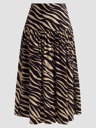 Ronny Kobo Women's Feyre Zebra Stripe Drop Waist Skirt