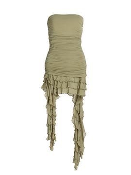 Ronny Kobo Women's Ginara Ruched Ruffled Strapless Minidress