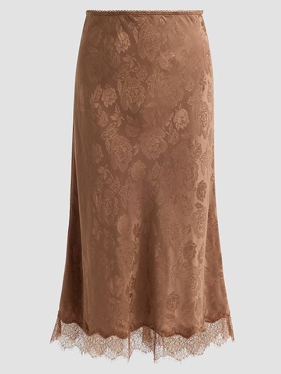Ronny Kobo Women's Mina Floral Silk Lace-Trim Skirt