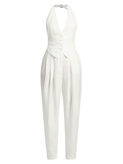 Ronny Kobo Women's Rex Linen-Blend Vest Jumpsuit