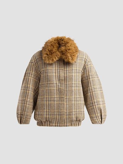 Ronny Kobo Women's Savannah Tweed Faux Fur Collar Jacket