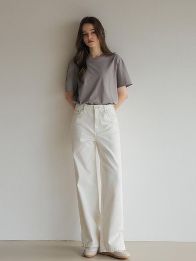 ROOMPACKER Cotton Coarsa Wide Straight Pants (583)