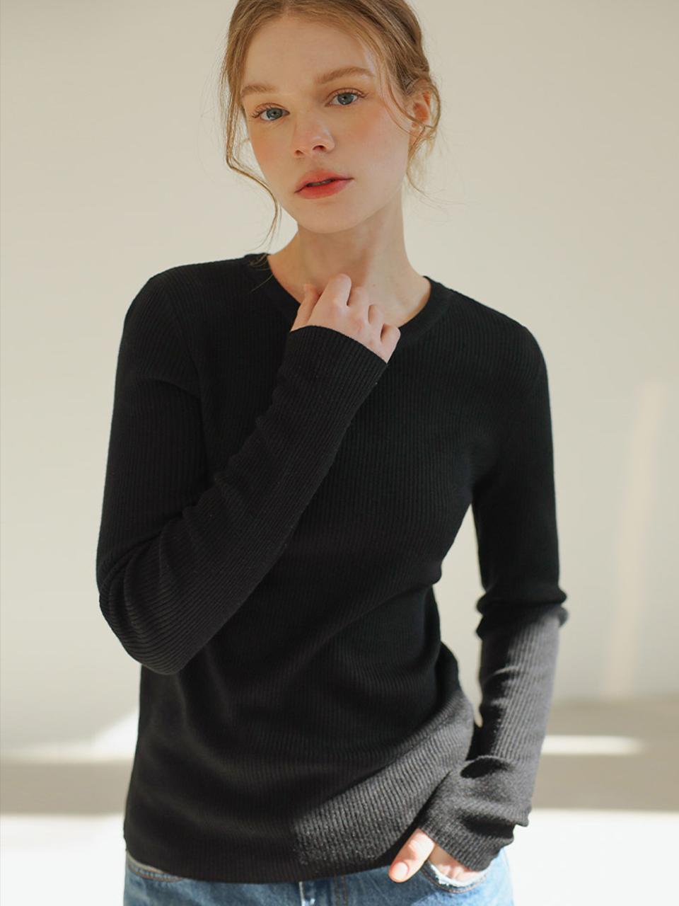 ROOMPACKER Donas Ribbed Round Knit Sweater