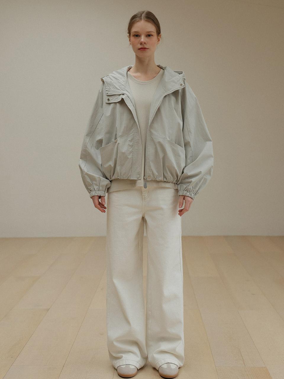 ROOMPACKER Elastic Hem Hooded Cotton Blend Jacket