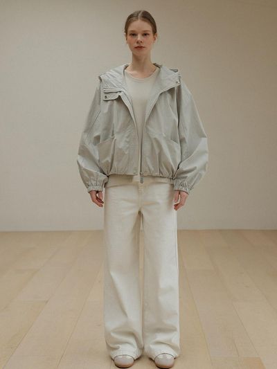ROOMPACKER Elastic Hem Hooded Cotton Blend Jacket