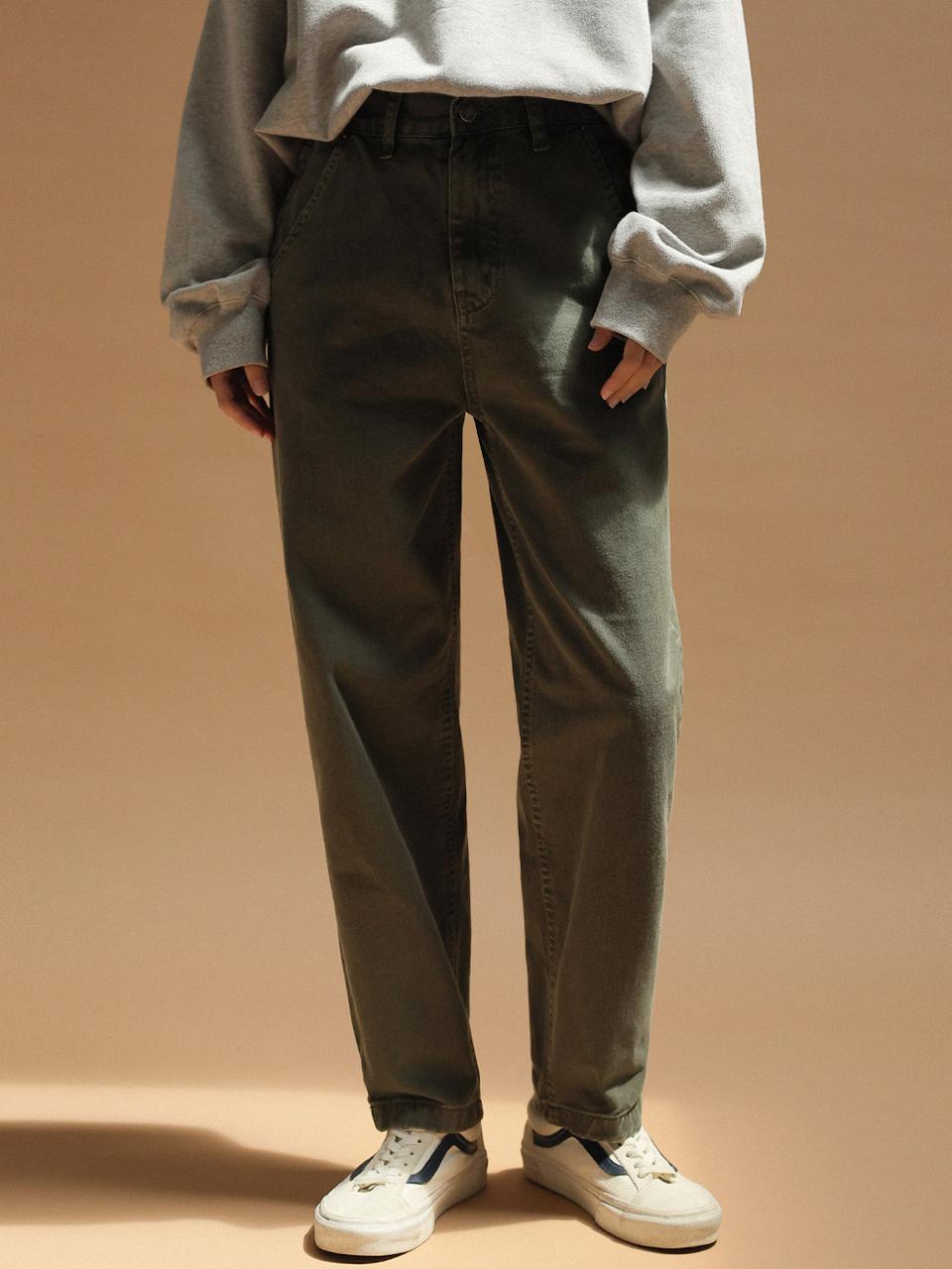ROOMPACKER Pigment Cotton Semi-Baggy Pants