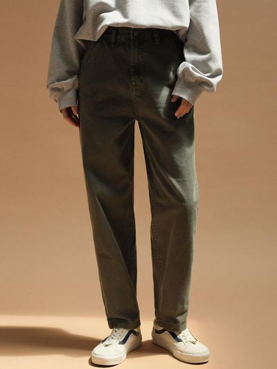 ROOMPACKER Pigment Cotton Semi-Baggy Pants