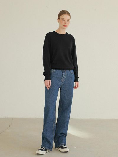 ROOMPACKER [RR]580 Ribbed Denim Pants [Dark Blue]