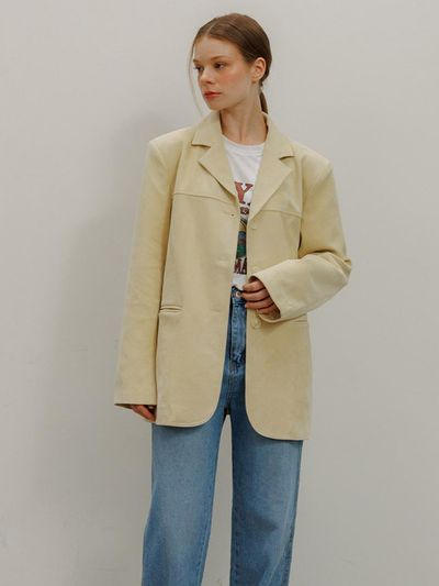 ROOMPACKER Suede Single Three-Button Jacket [Light Yellow]
