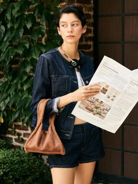 ROROANCO Shearing Mini Hobo bag_BROWN