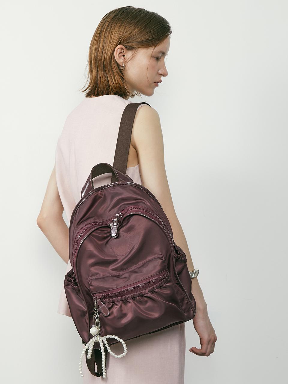 ROROANCO Shirring Backpack_Dark Red