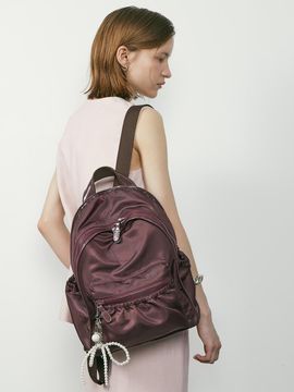 ROROANCO Shirring Backpack_Dark Red