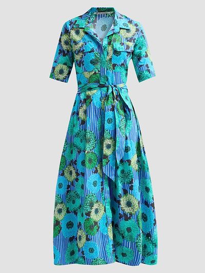 Ro's Garden Women's Sutton Floral Tie-Waist Midi Dress