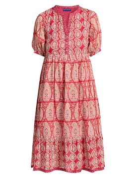 Ro's Garden Women's Sylvia Paisley Cotton Midi-Dress