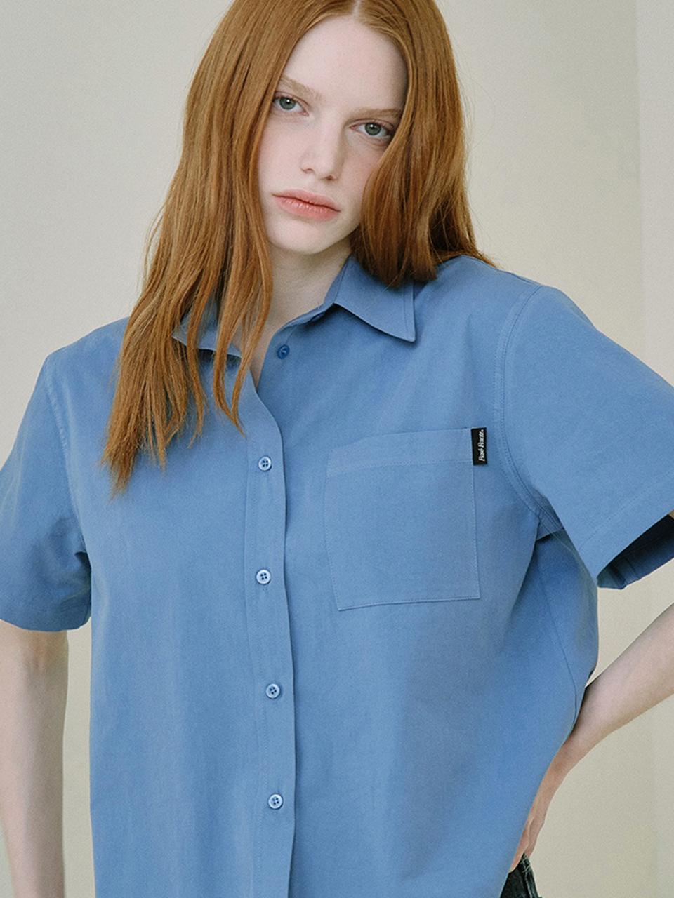 Rosefrantz Cotton Relaxed Fit Crop Shirt [Deep Blue]
