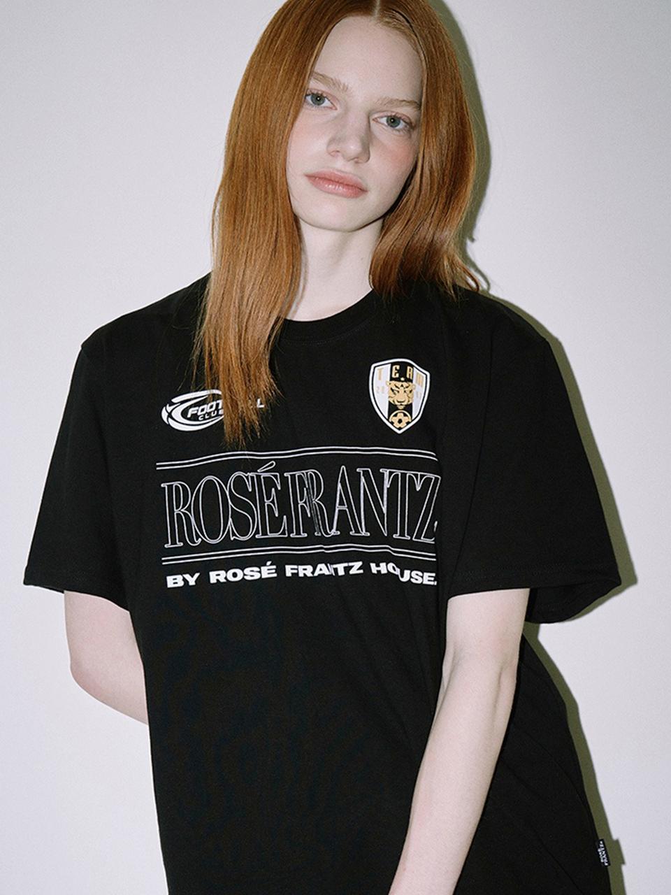 Rosefrantz Cotton Relaxed Fit Football Logo T-shirt [Black]