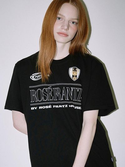 Rosefrantz Cotton Relaxed Fit Football Logo T-shirt [Black]